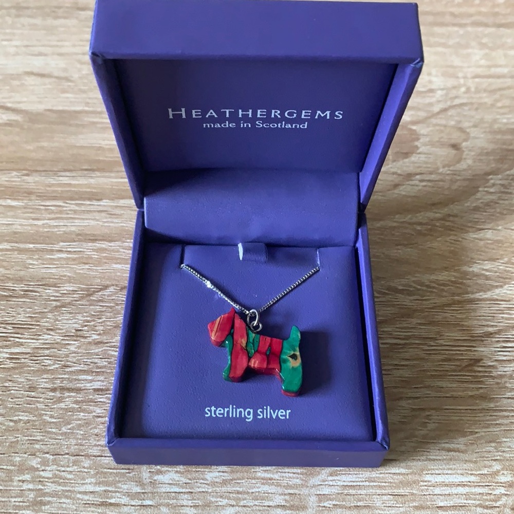 NWT Heathergems Sterling Silver Scottie Necklace
